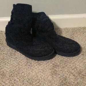 UGG Black Knit Ankle Boots Winter Booties